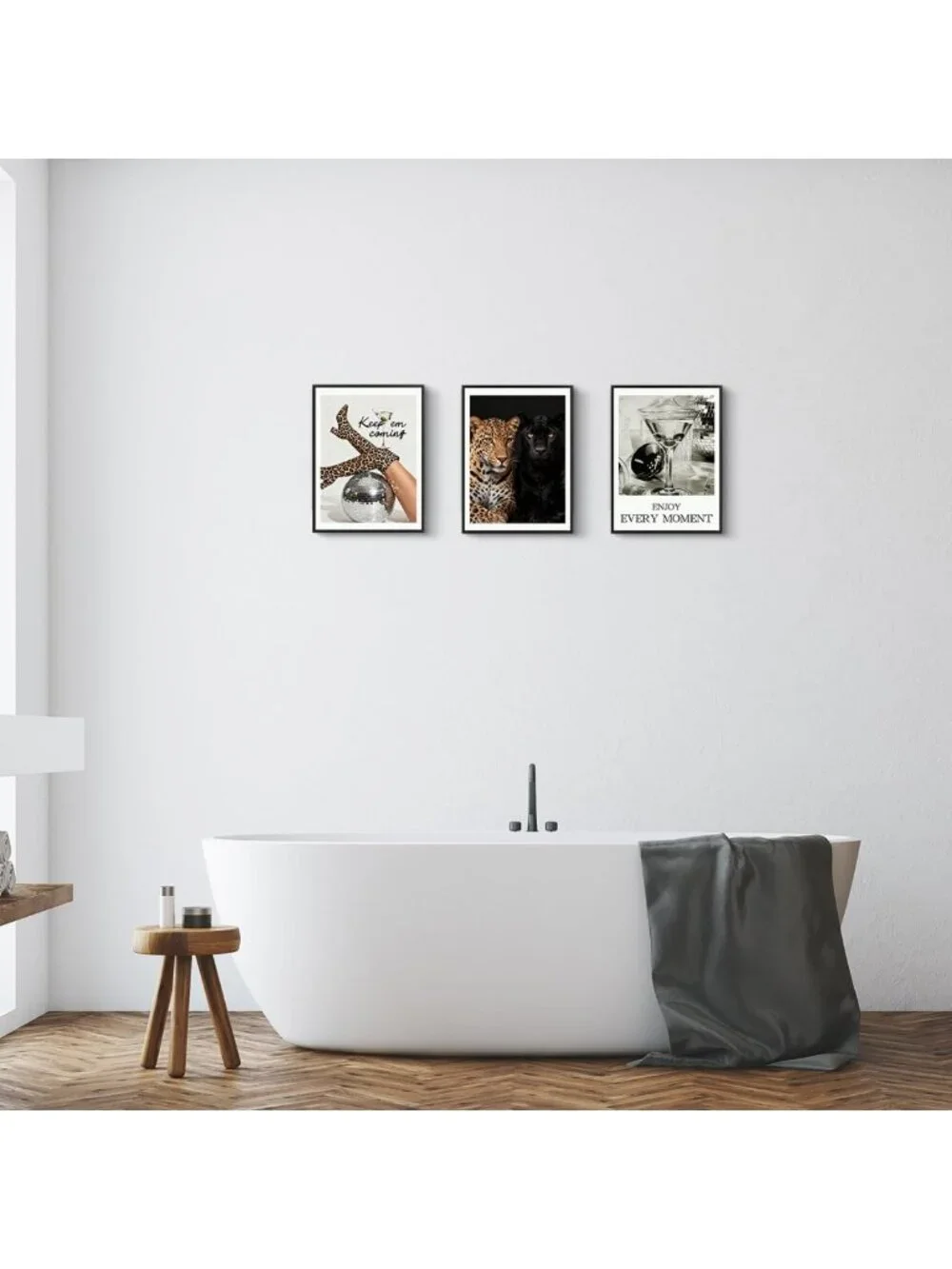 Trendy Leopard Canvas Wall Art Set of 3 - Framed Cheetah Print Decor for Home